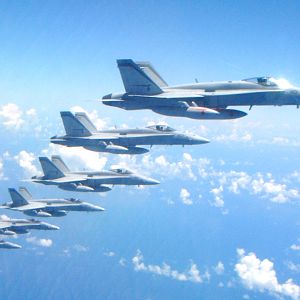 Flying from Wake Island to Hawaii 6 F/A-18