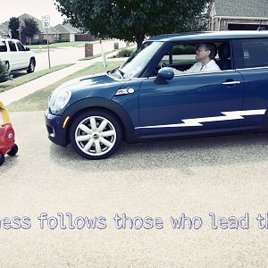 Granddaughter Lily practicing for her future Mini!
