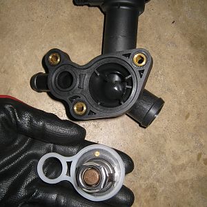 new thermostat, gasket and housing
