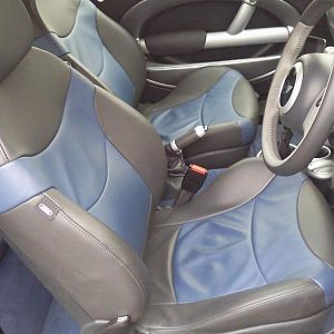 The Full lapis Blue & Black leather interior.
