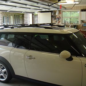 Side profile Clubman - roof rails, Yakima Rail Grab mount & 58"bars