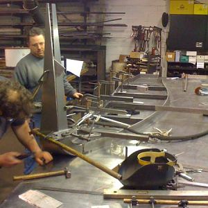 #1 "Swoosh" table layout on the welding table.
Construction process at BSM