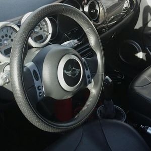 Inside my mini with carbon dash and chili red accents