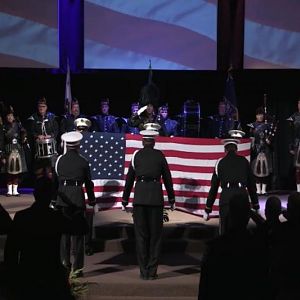 US Honor Flag ceremony, following the ringing of the bell, at Craig Hunt's funeral - San Jose, CA - October 2014