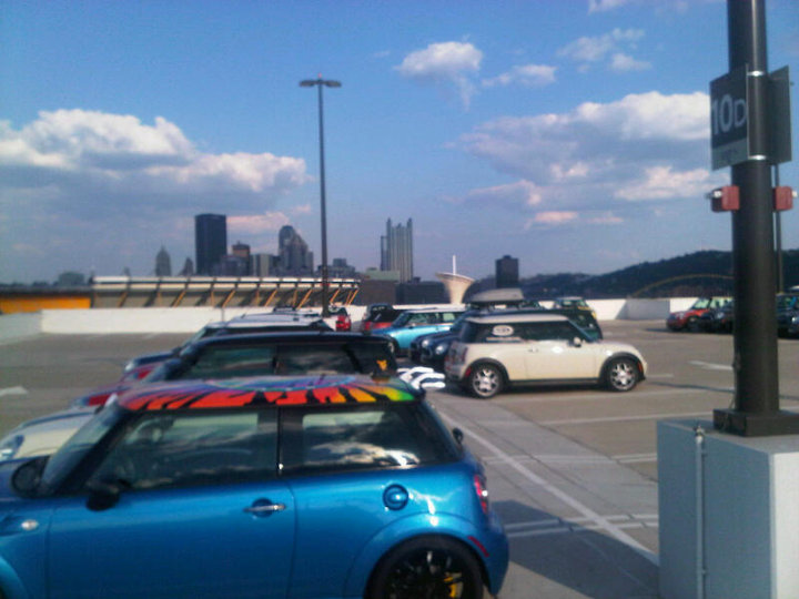 MTTS PIT Casino Parking with Heinze Field and cityscape behind.