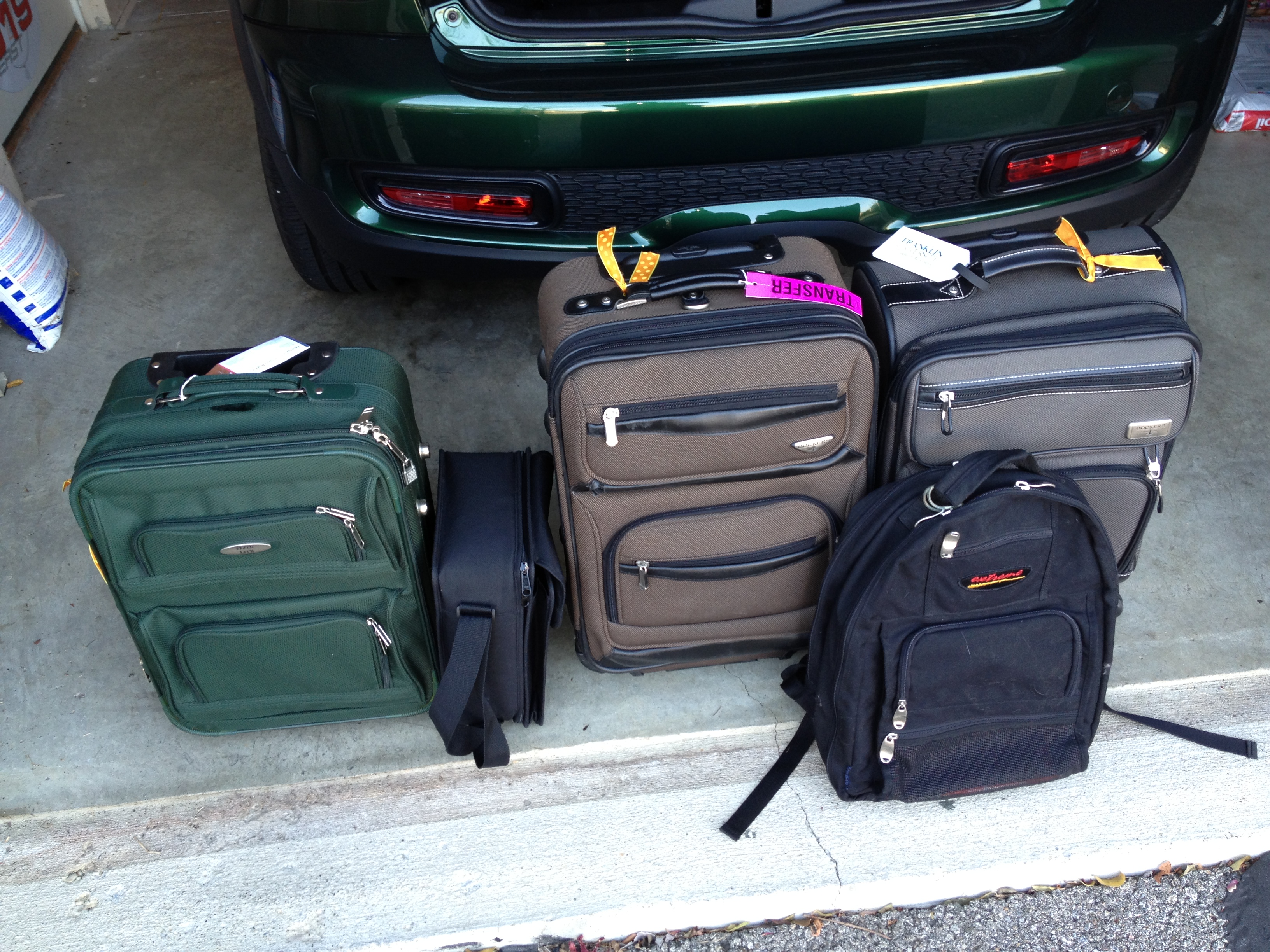 Reminder of which bags to pack